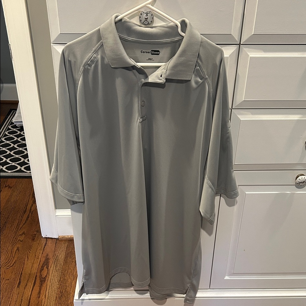 Corner Stone Men's Gray Polo Shirt